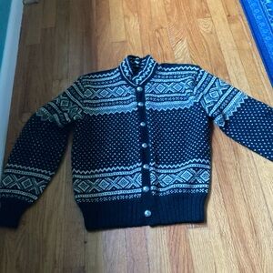 Handmade Fair Isle Icelandic Wool Cardigan Sweater Small - N765